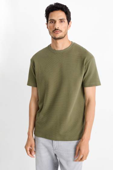 Men - T-shirt - relaxed fit - textured - green
