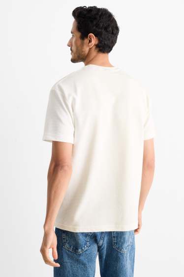 Herren - T-Shirt - Relaxed Fit - strukturiert - weiß
