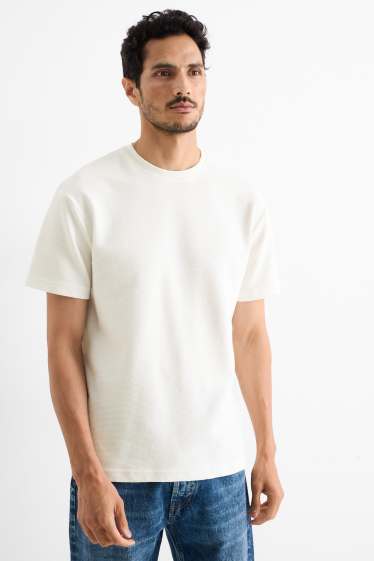 Herren - T-Shirt - Relaxed Fit - strukturiert - weiß
