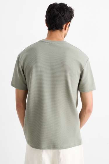 Men - T-shirt - relaxed fit - textured - light green