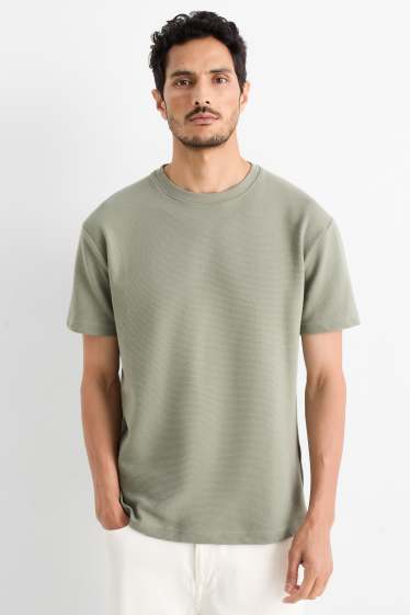 Men - T-shirt - relaxed fit - textured - light green