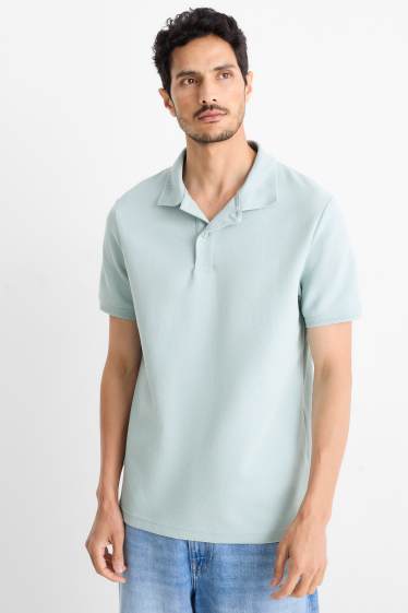 Men - Polo shirt - textured - light blue