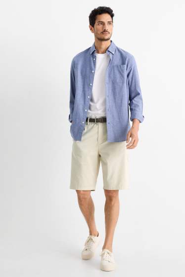 Men - Shorts with belt - light beige