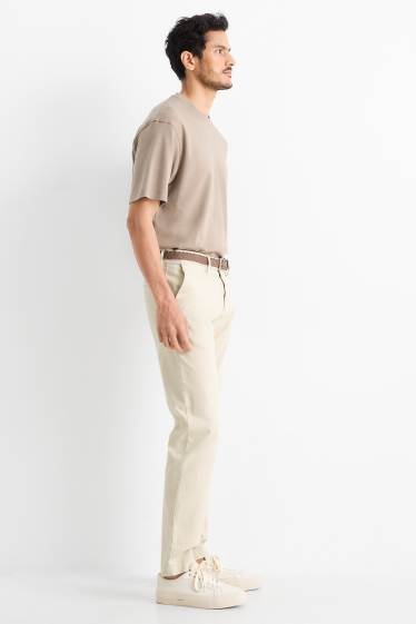 Heren - Chino met riem - regular fit - beige