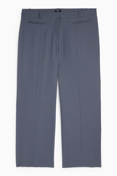 Damen - Stoffhose - High Waist - Wide Leg - blau