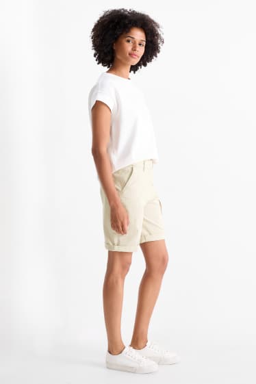 Damen - Bermudas - Mid Waist - hellbeige