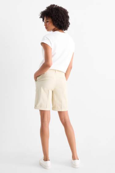 Damen - Bermudas - Mid Waist - hellbeige