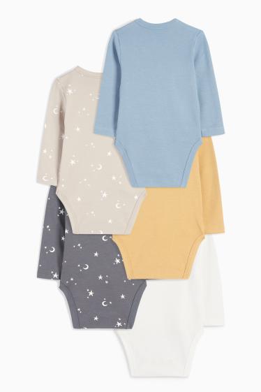 Baby: jongens - Set van 5 - sterretjes - rompertje - donkergrijs