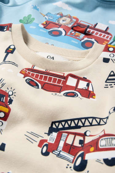 Kinder Jungen - Multipack 2er - Feuerwehr - Hoodie und Sweatshirt - hellblau