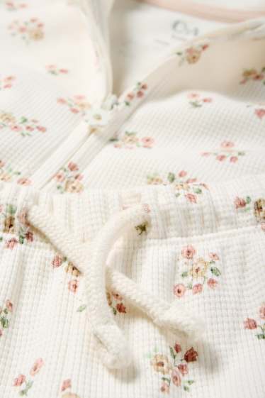 Baby Mädchen - Baby-Outfit - 2 teilig - geblümt - strukturiert - cremeweiss