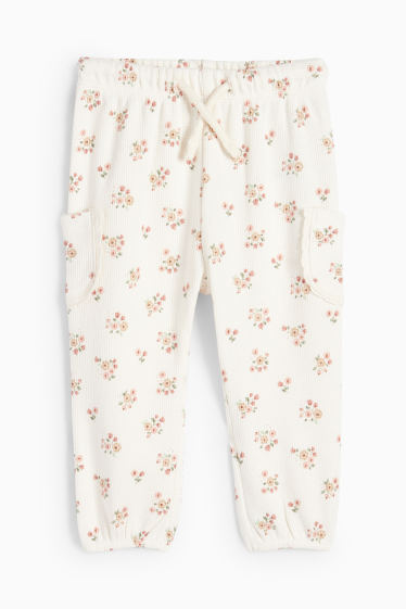 Baby Mädchen - Baby-Outfit - 2 teilig - geblümt - strukturiert - cremeweiss