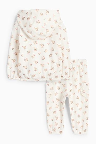 Baby Mädchen - Baby-Outfit - 2 teilig - geblümt - strukturiert - cremeweiss