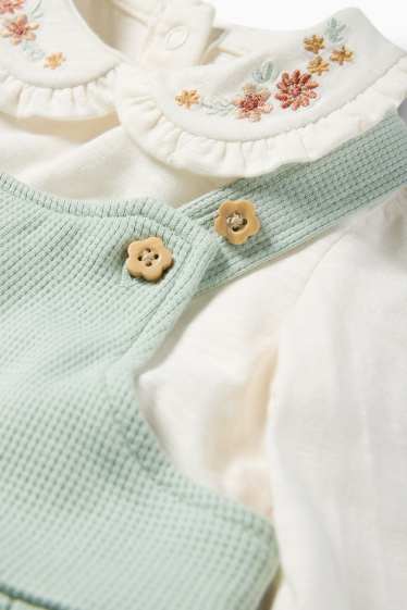 Baby: meisjes - Bloemetjes - babyoutfit - 2-delig - mintgroen