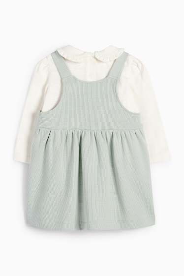 Baby: meisjes - Bloemetjes - babyoutfit - 2-delig - mintgroen
