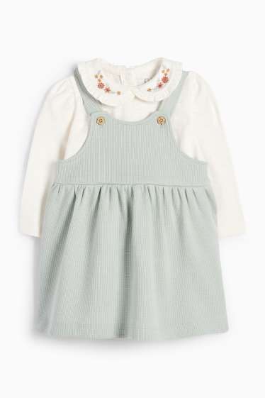 Baby: meisjes - Bloemetjes - babyoutfit - 2-delig - mintgroen