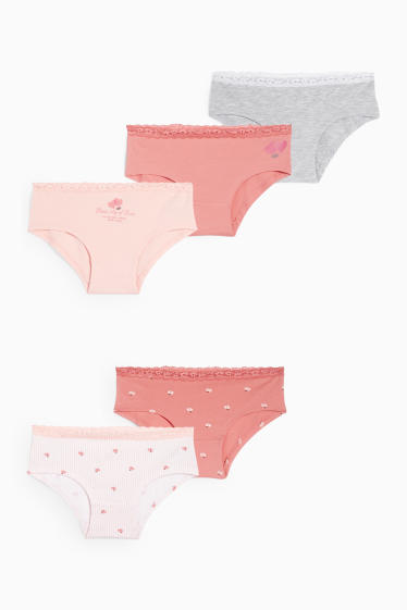 Kinder Mädchen - Multipack 5er - Herz - Slip - rosa