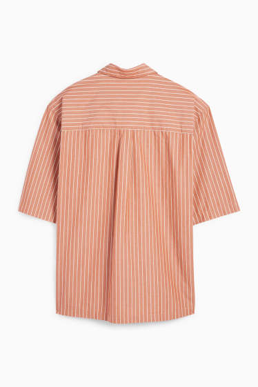 Heren - Overhemd - relaxed fit - kent - gestreept - terracotta