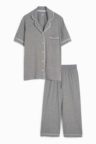 Damen - Pyjama - grau-melange