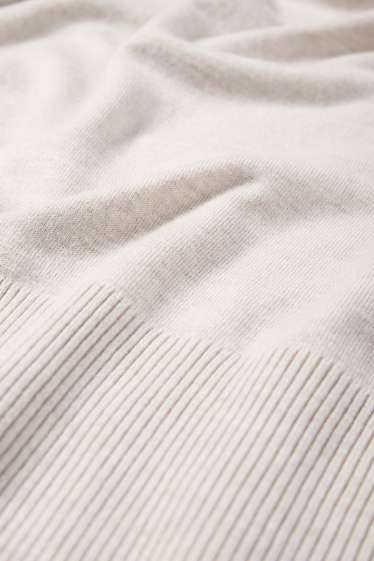 Damen - Strickpullover - kurzarm - hellbeige