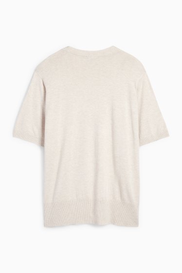 Damen - Strickpullover - kurzarm - hellbeige