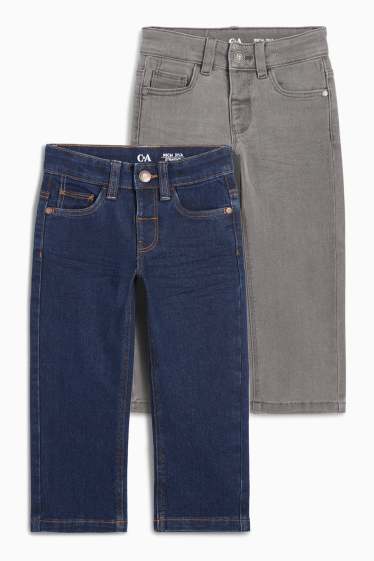 Kinderen: jongens - Set van 2 - straight jeans - jeansdonkerblauw