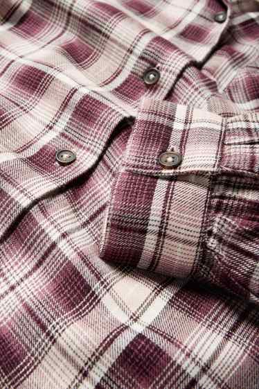 Kinder Mädchen - Bluse - kariert - bordeaux