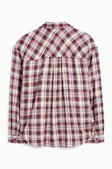 Kinder Mädchen - Bluse - kariert - bordeaux