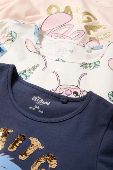 Kinderen: meisjes - Set van 3 - Lilo & Stitch - longsleeve - roze / blauw