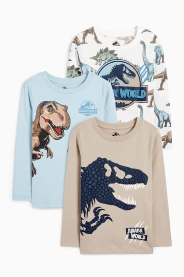 Bambini - Confezione da 3 - Jurassic World - maglia a maniche lunghe - blu / beige