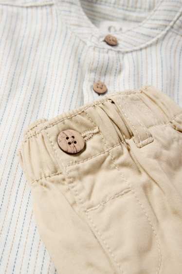 Baby: jongens - Babyoutfit - 2-delig - wit / beige