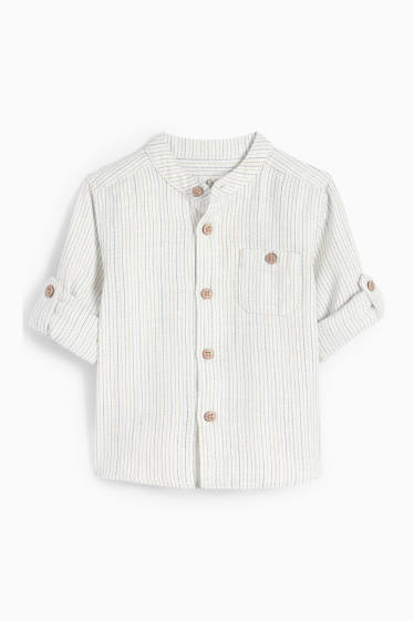 Baby: jongens - Babyoutfit - 2-delig - wit / beige