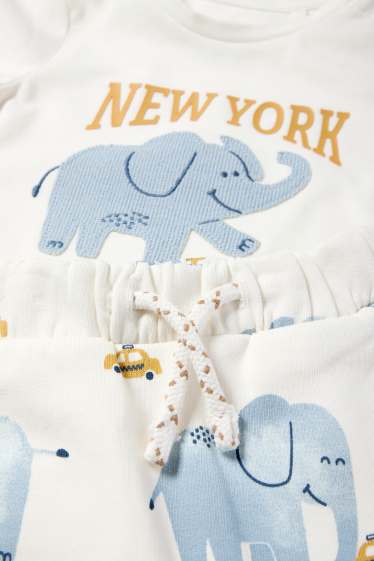 Baby: jongens - Olifant - babyoutfit - 3-delig - wit / blauw