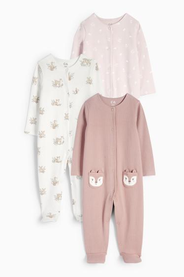 Bebeluși - fete - Pijama bebeluși - alb / roz