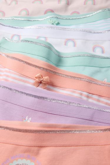 Kinderen: meisjes - Set van 7 - eenhoorns en regenbogen - boxershort - roze / blauw