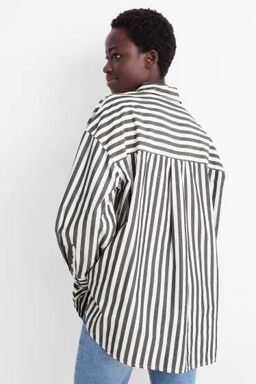 Women - Blouse - striped - white / black