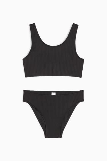 Kinder Mädchen - Bikini - LYCRA® XTRA LIFE™ - gerippt - 2 teilig - schwarz