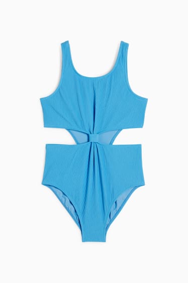 Kinder Mädchen - Badeanzug - LYCRA® XTRA LIFE™ - gerippt - blau