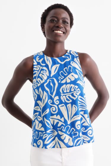 Women - Blouse top - patterned - blue / white