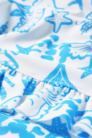 Kinder Mädchen - Meerestiere - Badeanzug - LYCRA® XTRA LIFE™ - weiß / hellblau