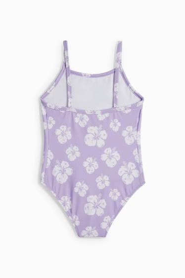 Kinderen: meisjes - Badpak - LYCRA® XTRA LIFE™ - gebloemd - lichtpaars