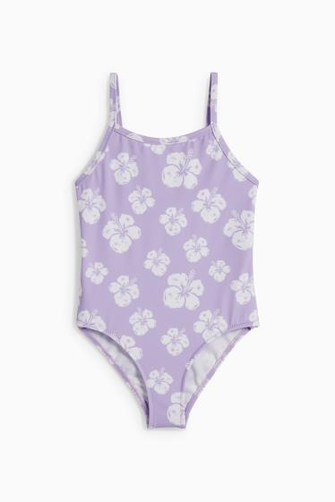 Kinderen: meisjes - Badpak - LYCRA® XTRA LIFE™ - gebloemd - lichtpaars