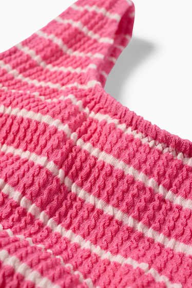 Kinderen: meisjes - Badpak - LYCRA® XTRA LIFE™ - gestreept - met structuur - fuchsiarood