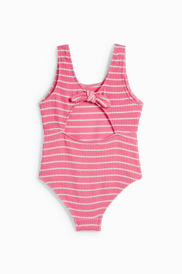 Kinderen: meisjes - Badpak - LYCRA® XTRA LIFE™ - gestreept - met structuur - fuchsiarood