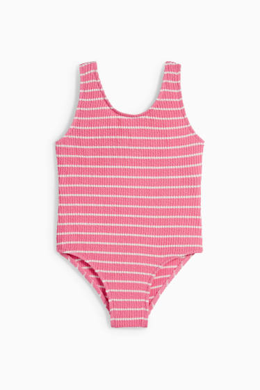 Kinderen: meisjes - Badpak - LYCRA® XTRA LIFE™ - gestreept - met structuur - fuchsiarood