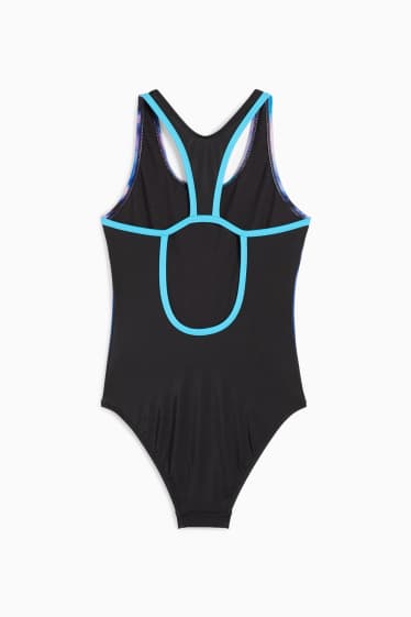 Kinder Mädchen - Badeanzug - LYCRA® XTRA LIFE™ - gemustert - schwarz / türkis