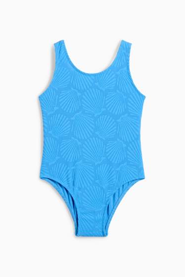 Kinderen: meisjes - Schelp - badpak - LYCRA® XTRA LIFE™ - met structuur - blauw