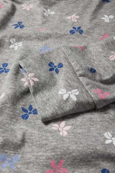 Damen - Pyjama - gemustert - grau-melange