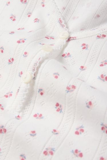 Damen - Pyjama - geblümt - weiss
