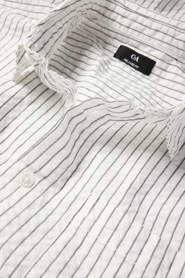 Men - Shirt - relaxed fit - kent collar - striped - white