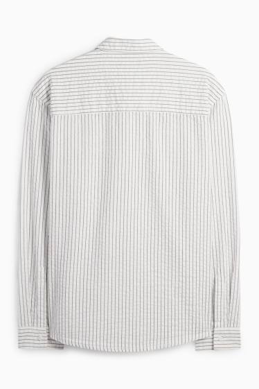 Men - Shirt - relaxed fit - kent collar - striped - white